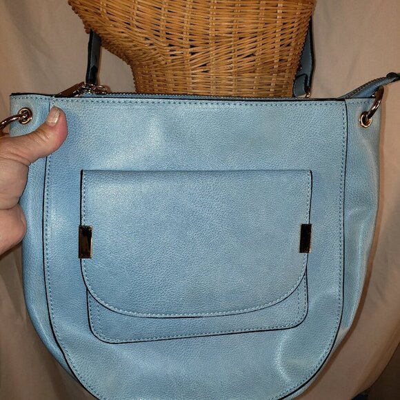 Melie Biaco Women's Vegan Blue Leather Shoulder Bag/Crossbody w/Gold Hardware - Picture 2 of 15